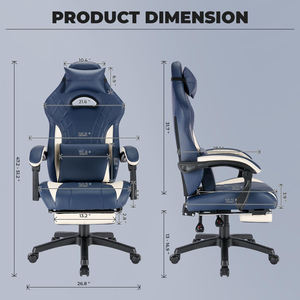 Chaises de Gamer Bleues en Gros au Meilleur Prix - <span class=keywords><strong>Black</strong></span> <span class=keywords><strong>Friday</strong></span> - Angle Réglable - Pivotant à 360 Degrés - Chaise de Jeu avec Repose-Pieds - Product Image 4