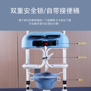 Hydraulic Lifting Transfer Trolley For Elderly Care With Adjustable Height 98-114cm Seat 48-64cm - Product Image 5