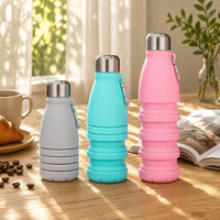 Bouteille d'eau de sport pliable, sans BPA, étanche, grande capacité 550 ml, en silicone, personnalisable OEM ODM