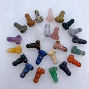 ดิ๊กโด้คริสตัลขนาดเล็กจากหินธรรมชาติ งานฝีมือหินกึ่งมีค่าแกะสลักด้วยมือ คริสตัลควอตซ์ผสมรูปทรงอวัยวะเพศชาย ขายส่ง - Product Image 2