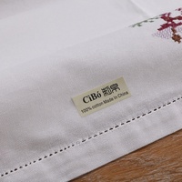 TC003 décoration de Table de Festival de noël en coton blanc 32 "x 32", couverture de Table carrée brodée à la main, point de croix, nappe