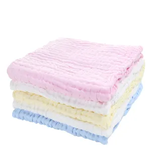 6 layers muslin blankets plain color muslin baby swaddle blanket