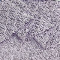 Tissu à carreaux en tricot épais avec fil lurex, sequins et maille transparente jacquard 3D tissée, 100% polyester pour femmes