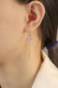 Boucles d'oreilles pendantes Xinfly en or 18 carats avec papillon, nacre et malachite, bijoux fins - Product Image 5