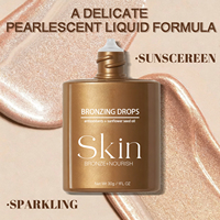 Lotion Bronzante Ultra Foncée Végane, Illuminateurs, Gel Bronzant, Autobronzant, Liquide Illuminateur Corporel, Marque Privée