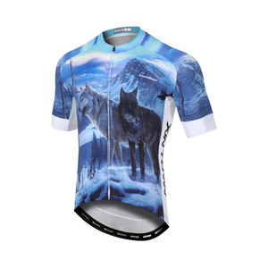 Maillot de cyclisme personnalisé avec graphique de loup, sublimation, manches longues et courtes, imprimé animal sauvage, séchage rapide, haut de cyclisme pour les équipes et les clubs de cyclistes - Product Image 1