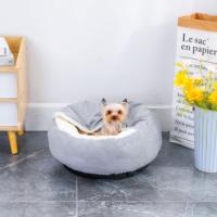 Modernes Komfortables Massives Plüsch-Stoff Haustierbett in Kartonverpackung XL Integriertes Quadratisches Muschelform-Design Ganzjahres-Katzen- und Hundebett