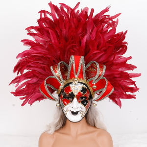 หน้ากากขนนกเต็มหน้าสำหรับการแสดงบนเวทีและคอสเพลย์เครื่องแต่งกายสำหรับผู้ใหญ่ทั้งหญิงและชาย - Product Image 1
