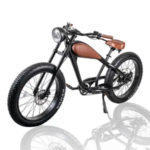 2022 yeni retro vintage süper elektrikli hibrid bisiklet şişman lastik 26 inç 1000W ebike 52V 17.5AH/20AH uzun menzilli e bisiklet