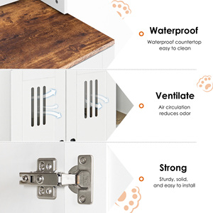 Cat Litter Cabinet Enclosure Double Door Hidden Furniture For 2 Cats With Storage <b>Shelves</b> And Ventilation Panels - Product Image 6