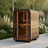 Mini sauna extérieur moderne et écologique - Bain de glace en bois de cèdre rouge à spectre complet pour une personne. Appartements, salles de bain.