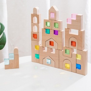 Castillo de cuento de hadas, bloques de construcción de gemas, montaje creativo para niños, juguete educativo, efecto de sombra de luz hecho de madera - Product Image 2