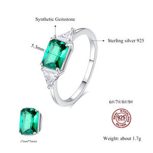 CZCITY غرامة الفضة الزفاف الزمرد وعد الجنيه الإسترليني الاشتباك للمرأة خاتم الحجر الأخضر - Product Image 2