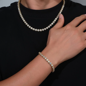 สร้อยข้อมือเทนนิสแบบฮอลโลว์ประดับเพชร 6.5 มม. สำหรับผู้ชายและผู้หญิง ของขวัญเครื่องประดับฮิปฮอป ชุบทอง 14k ประดับเพชรคิวบิกเซอร์โคเนียแบบกลุ่ม - Product Image 3