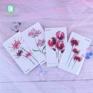 Nouveaux tatouages temporaires colorés pour femmes, beaux autocollants de tatouage temporaire Lycorisradiata fleur rouge pissenlit étanche - Product Image 1