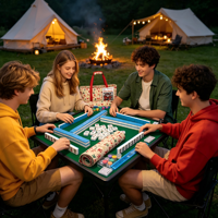 Ensemble complet de jeu de Mahjong américain moderne, 166 tuiles, sac de transport 3-en-1, Mahjong portable de voyage, pions, supports et dés pour le divertissement