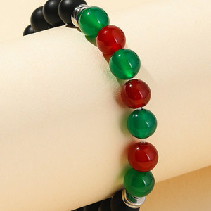Bracelets perlés en pierre givrée rouge et vert <span class=keywords><strong>7</strong></span> chakra Agate et noir pour femmes et hommes, vente en gros - Product Image 6