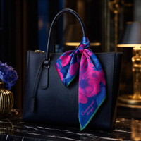 Écharpe en satin de soie personnalisée, longue et étroite, pour femme, avec logo personnalisé, OEM, vente en gros, pour poignée de sac