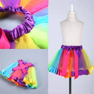 Hot Multicolor Birthday Dance Tulle Rainbow Ribbon Bow Baby Girls TUTU Skirts - Product Image 5