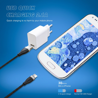 Câble Micro USB vers USB-A 2.1A, charge rapide, cordon de données tressé en nylon et alliage d'aluminium pour téléphone et tablette Android