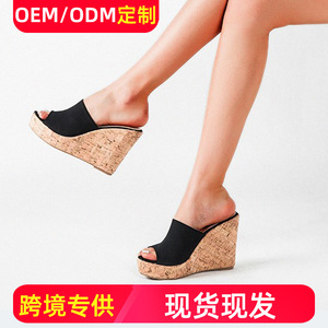 Sandalias de Plataforma JiaoShangMi con Punta Abierta, Suela de Corcho y Gamuza, Estilo Slip-On para Verano, Aumentan la Estatura, Zapatos de Mujer - Product Image 5