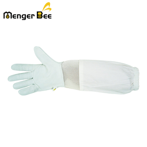 Guantes de Apicultura Menger Bee Custom XL de Piel de Cabra y Algodón, Protectores Contra Picaduras, Blancos/Amarillos, Cortos, Nuevos, Condición 1 - Product Image 3
