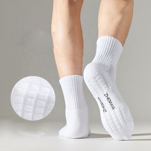 Chaussettes de sport d'été en gros pour jeunes, enfants et hommes, pour fitness, course à pied, football, blanches, en tissu éponge, avec maintien de la cheville et haute adhérence - Product Image 2