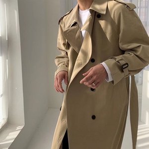 Manteau <span class=keywords><strong>trench</strong></span> élégant pour <span class=keywords><strong>homme</strong></span>, nouvelle collection 2021, version coréenne mi-longue printemps, décontracté, double boutonnage, style étudiant - Product Image 3