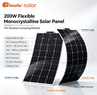 Panneaux solaires flexibles en silicium monocristallin SFM6-72-200 19V 200W, efficacité 19,1%, indice de protection IP67, garantie 25 ans, pour extérieur