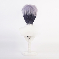 Perruque de cosplay Ainizi de 30 cm, courte, violette mélangée à du noir, personnage de Mitsuya Takashi, de Tokyo Revengers