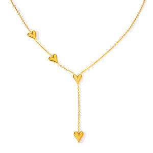 Bijoux anti-ternissement en acier inoxydable Collier plaqué or 18 carats Pour Femmes Collier De Corazon à glands multi-cœurs Collier en Y pour femmes - Product Image 6