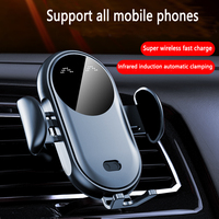 Support de téléphone de voiture à fixation automatique par induction infrarouge 15W, chargeur de voiture sans fil rapide pour iPhone Samsung Android