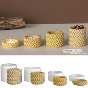 Gypse ciment tressé bougie tasse Silicone moule adapté pour bricolage Pot de <span class=keywords><strong>fleur</strong></span> boîte de rangement moule décoration de la maison - Product Image 2