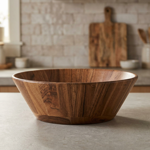 Cuencos para ensalada vintage de acacia pulida, ecológicos, para uso doméstico, hechos a mano, vajilla para fiestas, BS INTERNATIONAL Uttar Pradesh - Product Image 1
