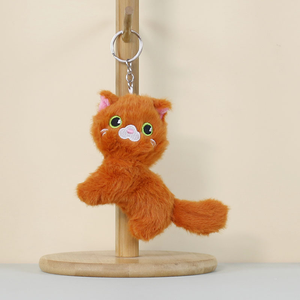 Vente en gros de porte-clés en peluche mignon petit chat, pendentif de dessin animé, chat à tête croquée, porte-clés en peluche, poupée en peluche pour cadeau promotionnel - Product Image 3