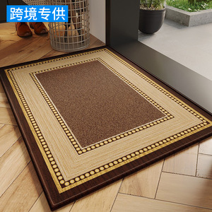 Paillasson d'entrée rectangulaire antidérapant résistant aux taches pour intérieur, en fibre de polyester, motif géométrique, couleur unie - Product Image 3