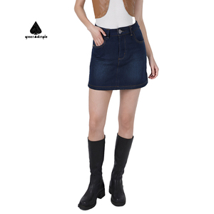 Fossette verte OEM dames une ligne Mini <span class=keywords><strong>jupe</strong></span> en <span class=keywords><strong>jean</strong></span> courte femmes Sexy <span class=keywords><strong>Micro</strong></span> Mini Denim jupes personnalisées - Product Image 4