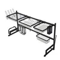 Étagère de rangement de cuisine réglable en acier inoxydable, égouttoir à vaisselle au-dessus de l'évier avec design moderne pour l'organisation des placards