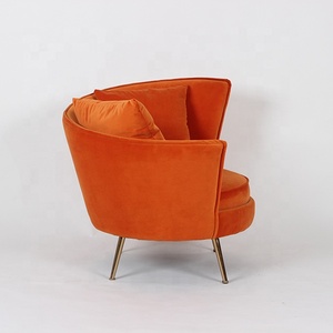 <span class=keywords><strong>Fauteuil</strong></span> d'appoint en velours orange style Mid-Century avec pieds en métal doré, <span class=keywords><strong>fauteuil</strong></span> de détente avec 2 coussins pour chambre, salon, hôpital, certifié BSCI - Product Image 3