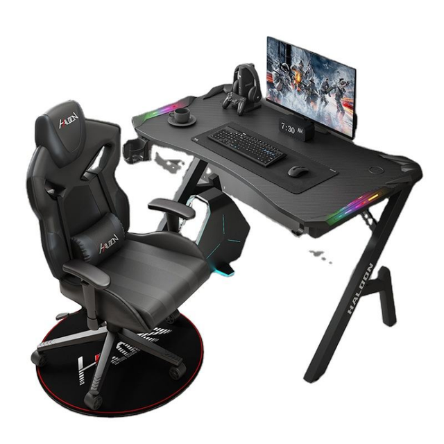 Hot Sale Metal Legs Ergonomic Computer Desk Gaming Table Workstation LED Lights PC Computer RGB Gaming Desk