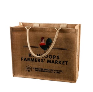 Wholesale logo Printed Design Promotional Price Portable Recyclable Beach Shopping Bag Jute Market Tote Handbag