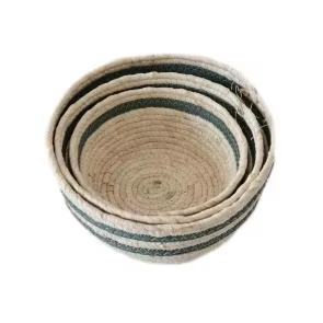 Venta caliente de gran capacidad de almacenamiento de cosméticos de escritorio merienda cesta de almacenamiento de artículos diversos cuerda de papel + cesta de almacenamiento tejida de maíz