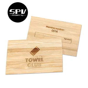 Предварительно напечатанная RFID деревянная 13,56 МГц NTAG215 Bamboo NFC визитная карточка