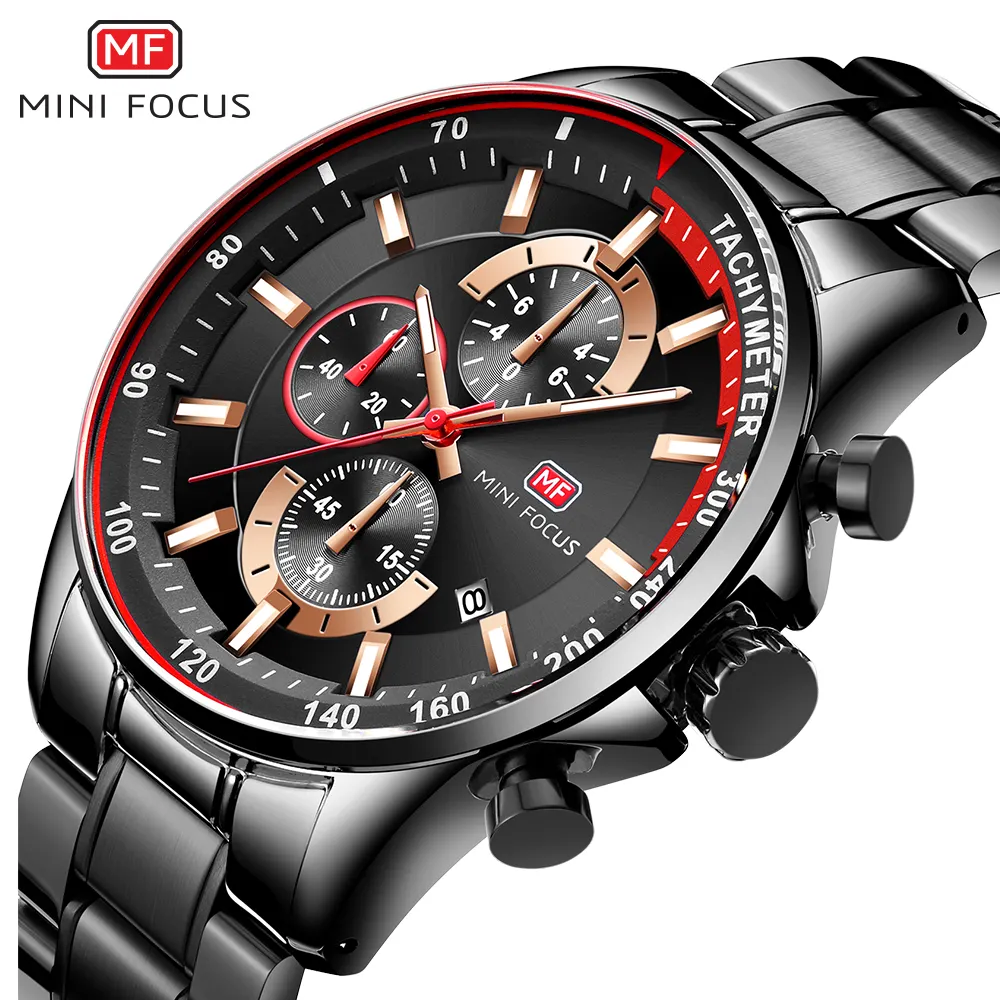 MINI FOCUS0218男性用の美しいクォーツ腕時計高品質のスチール製耐水性ミニフォーカスメンズ腕時計