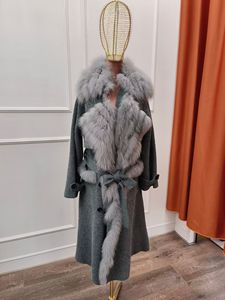 <span class=keywords><strong>Cardigan</strong></span> in Pelliccia di Volpe Vera, Stile Lungo e Soffice, Moda Autunnale, <span class=keywords><strong>con</strong></span> Cintura per Donna - Product Image 4