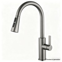Robinet de cuisine de luxe en laiton massif, finition or brossé, monocommande, douchette haute à double mode, montage sur comptoir, pour hôtels et restaurants
