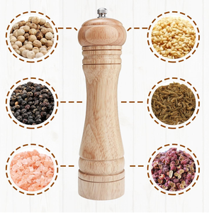 Moulin à poivre manuel en bois de caoutchouc avec rotor en céramique, réglable pour épices - Product Image 2