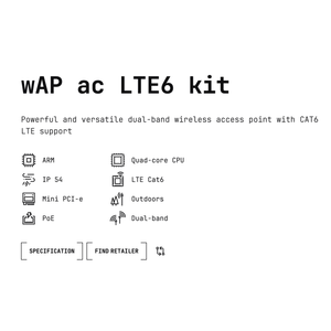Point d'accès sans fil double bande MikroTik <span class=keywords><strong>WAP</strong></span> Ac LTE6 Kit RBwAPGR-5HacD2HnD&R11e-LTE6 CAT6 LTE, tout neuf - Product Image 3
