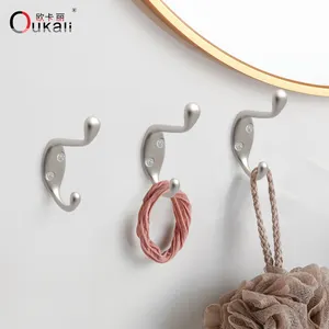 Oukali Hot Selling Retractable Single Hook Decorative Nickel Coat Hat Clothes Hooks