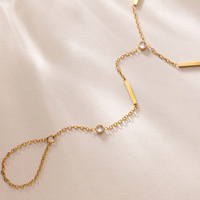 Bracelet de doigt en acier inoxydable plaqué or 18 carats YC, chaîne fine avec CZ blanc rond, bijoux de main classiques pour femmes